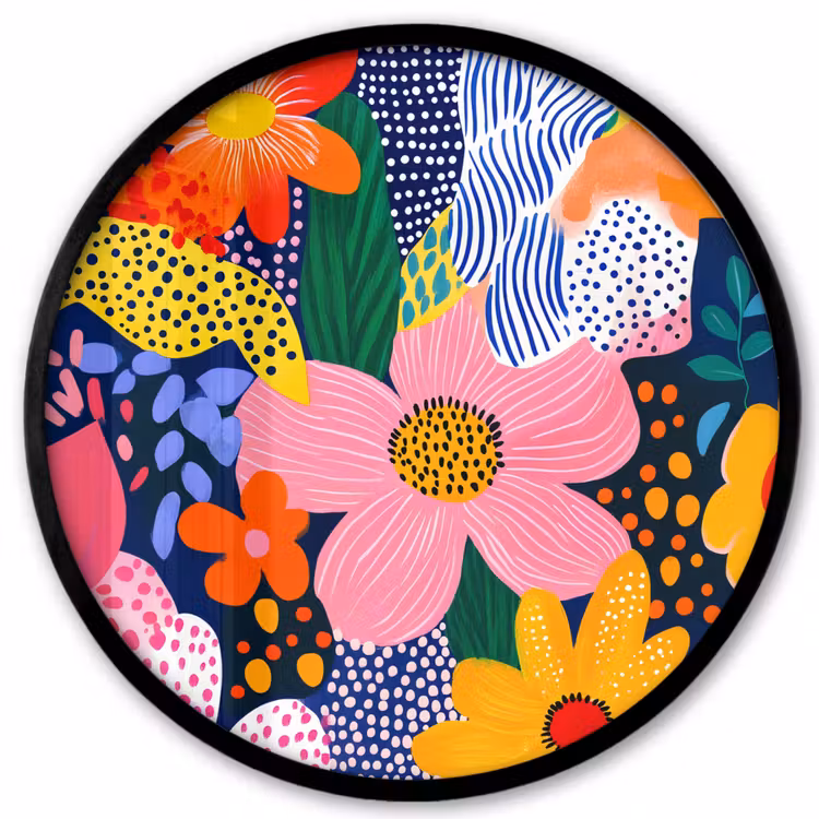 Kleurrijk - Bloemen - Abstract - Stippen Fotolijst rond zonder passe partout klein -3d