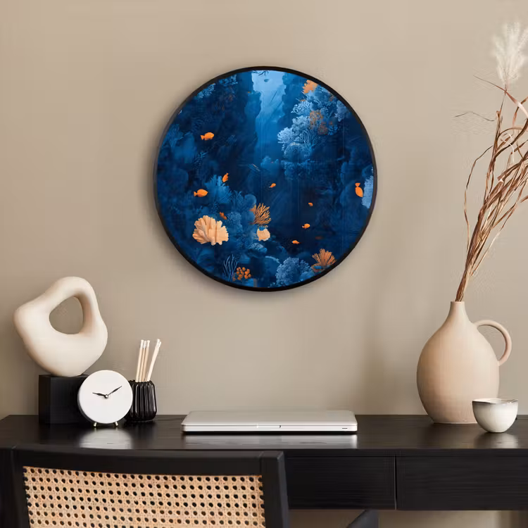 Koraalrif - Vissen - Oceaan - Blauw Fotolijst rond zonder passe partout klein -sfeer1