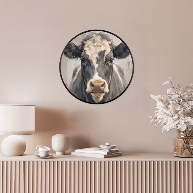 Koe - Portret - Dieren - Modern Fotolijst rond zonder passe partout klein -sfeer3