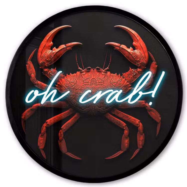 Krab - Rood - Neon - Quote Fotolijst rond zonder passe partout klein -3d