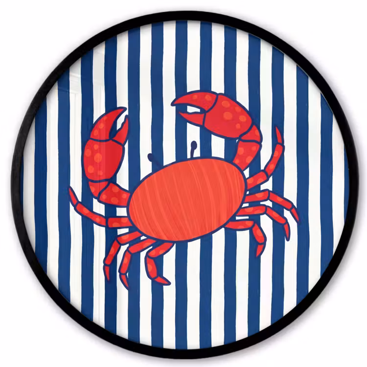 Krab - Strepen - Zeeleven - Illustratie - Rood Fotolijst rond zonder passe partout klein -3d