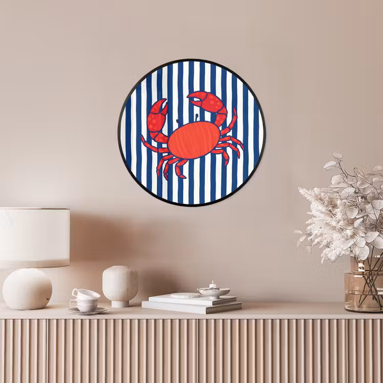Krab - Strepen - Zeeleven - Illustratie - Rood Fotolijst rond zonder passe partout klein -sfeer3