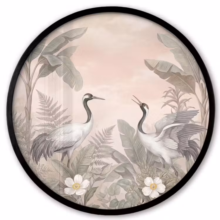 Kraanvogels - Natuur - Roze Fotolijst rond zonder passe partout klein -3d