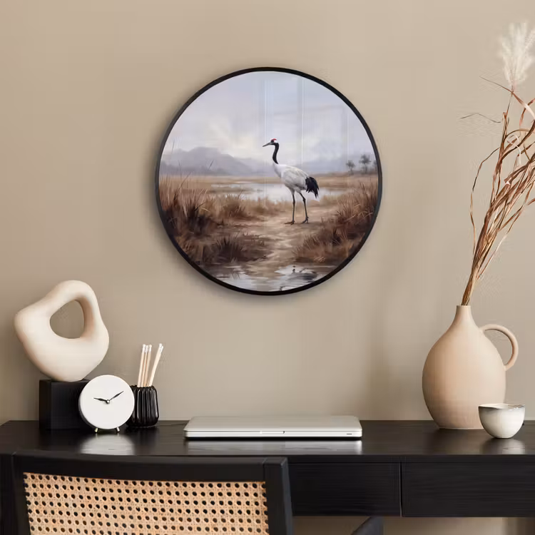 Kraanvogel - Natuur - Realistisch Fotolijst rond zonder passe partout klein -sfeer1