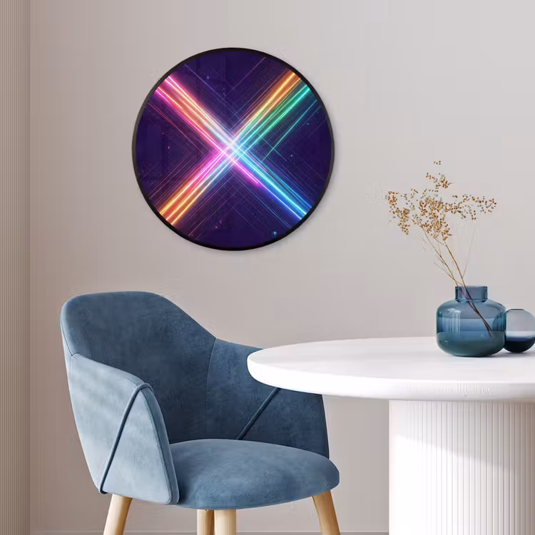 Kruisen - Lasterstralen - Neon Fotolijst rond zonder passe partout klein -sfeer2