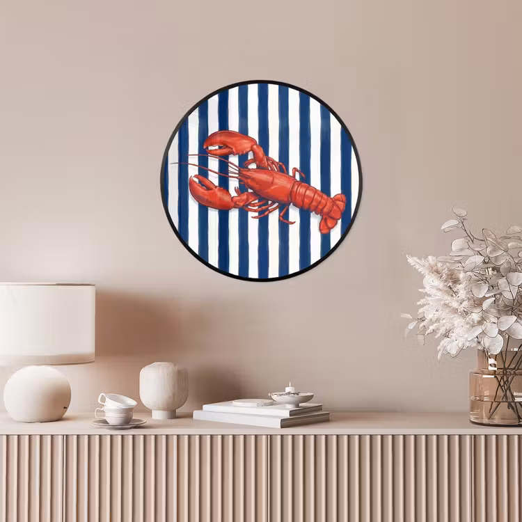 Schaaldier - Kreeft - Marine - Illustratie - Rood Fotolijst rond zonder passe partout klein -sfeer3
