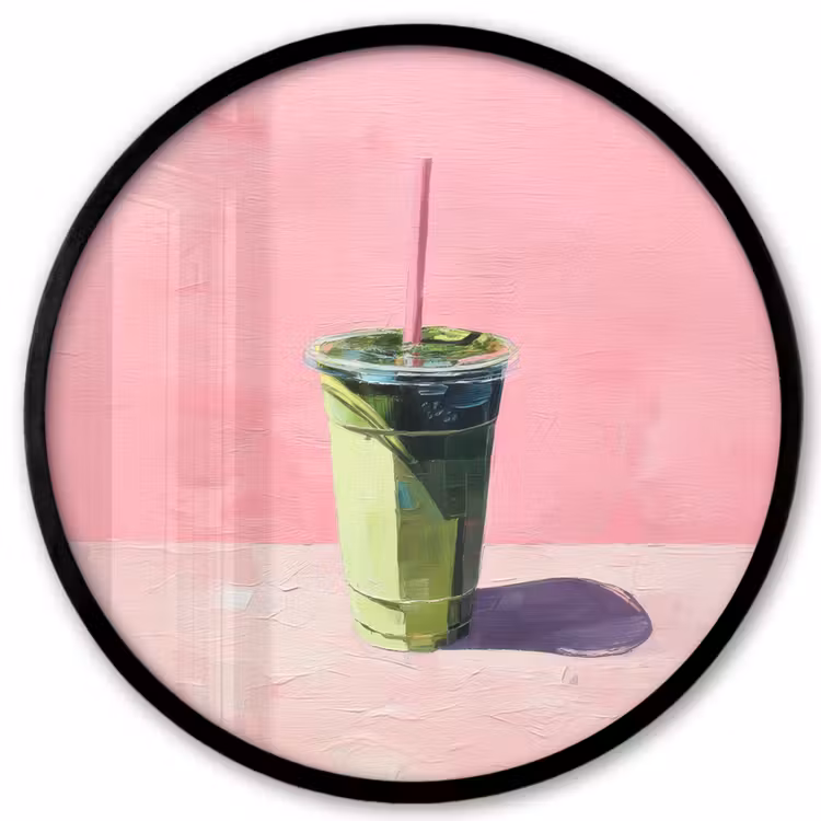 Beker - Rietje - Minimalistisch - Groen Fotolijst rond zonder passe partout klein -3d