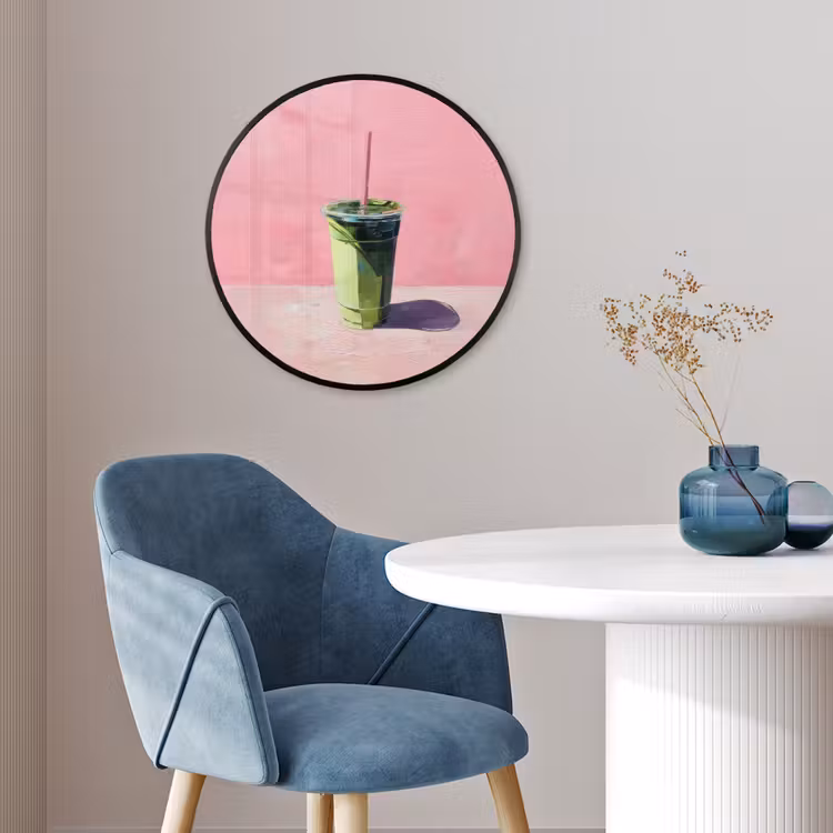 Beker - Rietje - Minimalistisch - Groen Fotolijst rond zonder passe partout klein -sfeer2