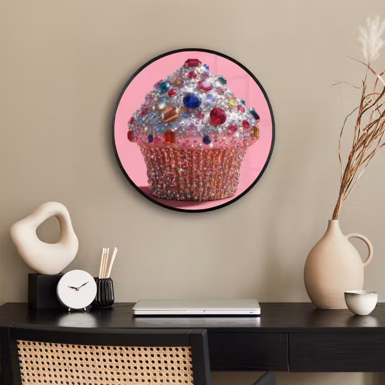 Cupcake - Kleurrijk - Edelstenen Fotolijst rond zonder passe partout klein -sfeer1
