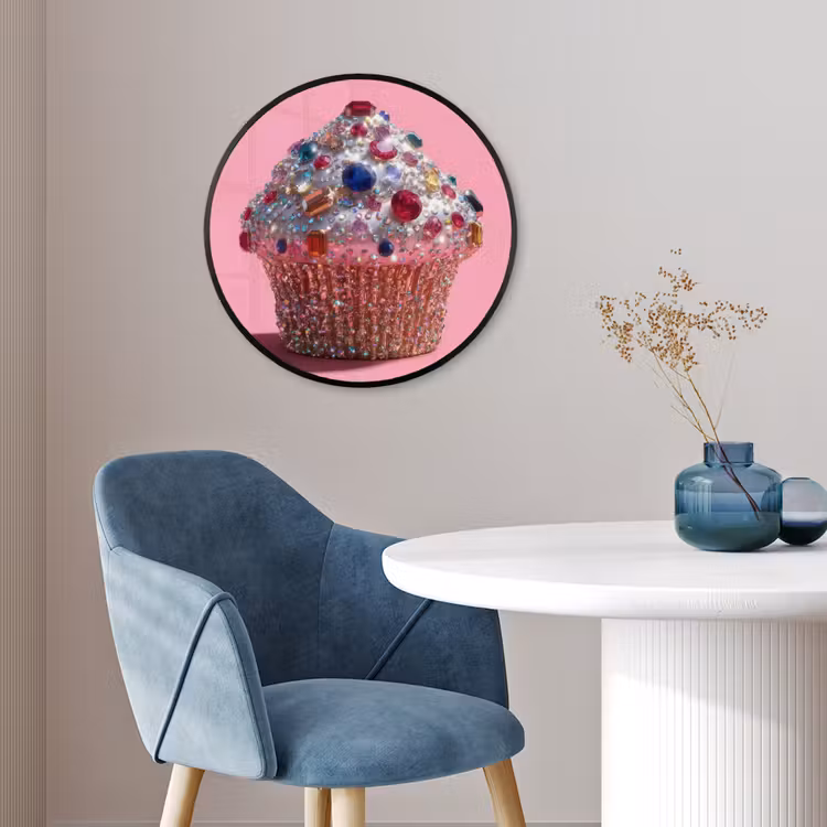 Cupcake - Kleurrijk - Edelstenen Fotolijst rond zonder passe partout klein -sfeer2