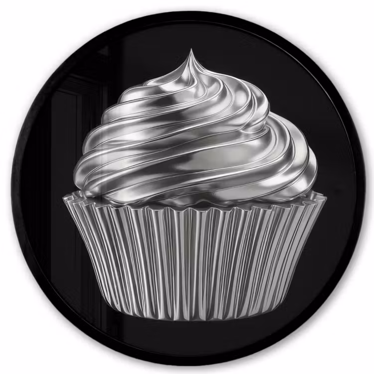 Cupcake - Luxueus - Zilver Fotolijst rond zonder passe partout klein -3d