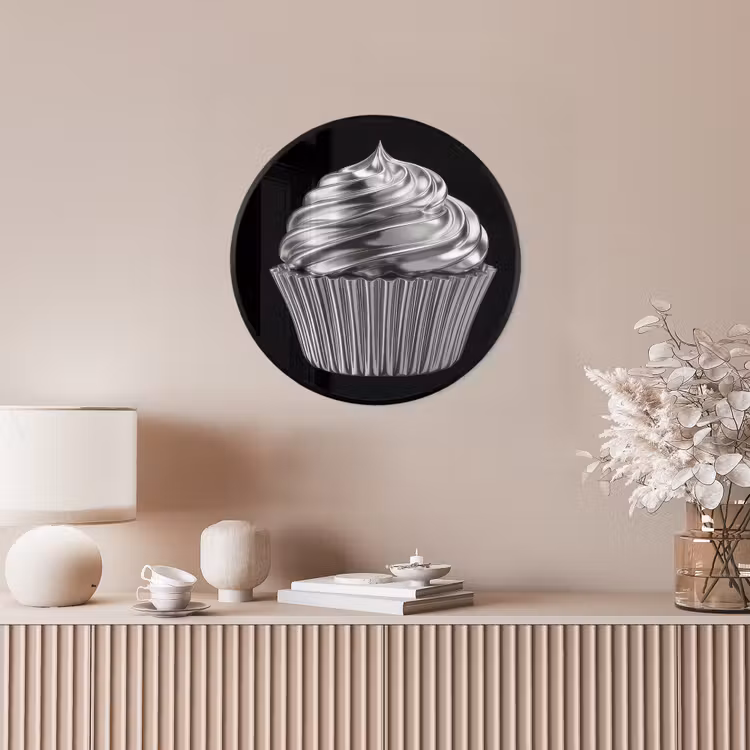 Cupcake - Luxueus - Zilver Fotolijst rond zonder passe partout klein -sfeer3