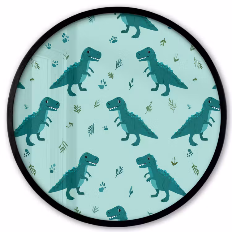 Donkergroen - Dinosaurussen - Afdrukken - Bladeren Fotolijst rond zonder passe partout klein -3d