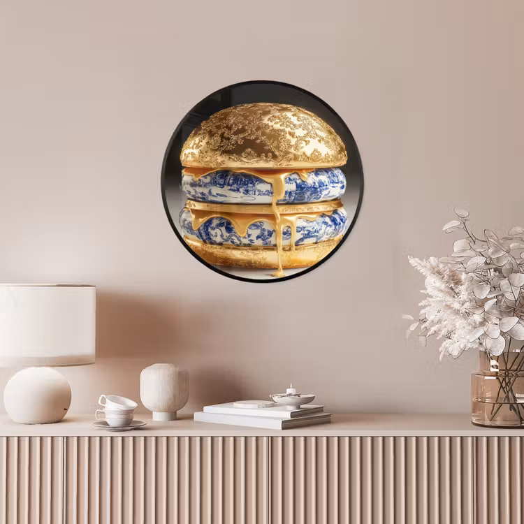 Delftsblauw - Goud - Burger Fotolijst rond zonder passe partout klein -sfeer3