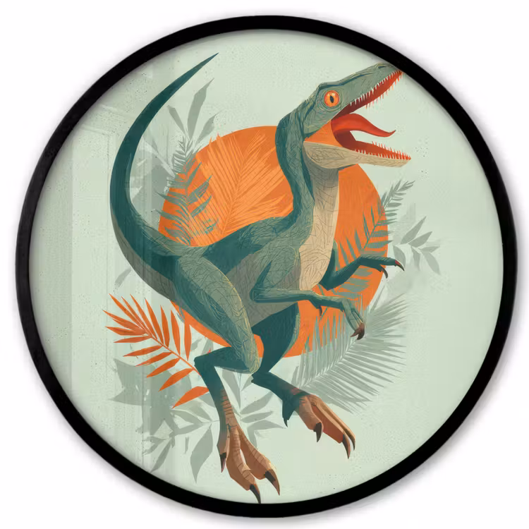 Dino - Bladeren - Grafisch - Groen Fotolijst rond zonder passe partout klein -3d
