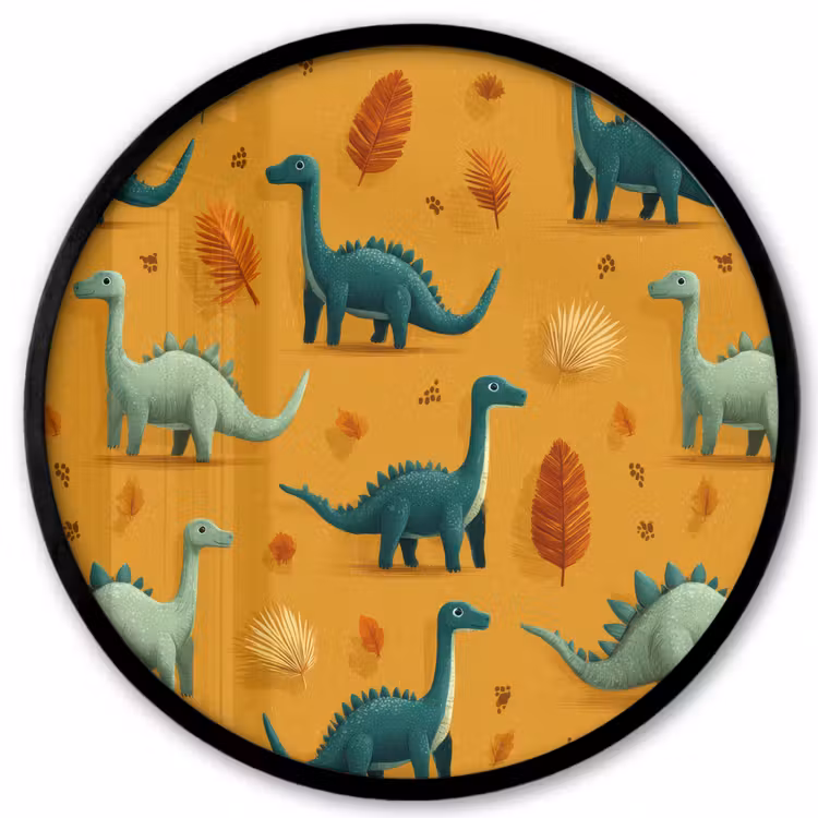 Dinosaurussen - Stekels - Herfstbladeren - Bruin Fotolijst rond zonder passe partout klein -3d