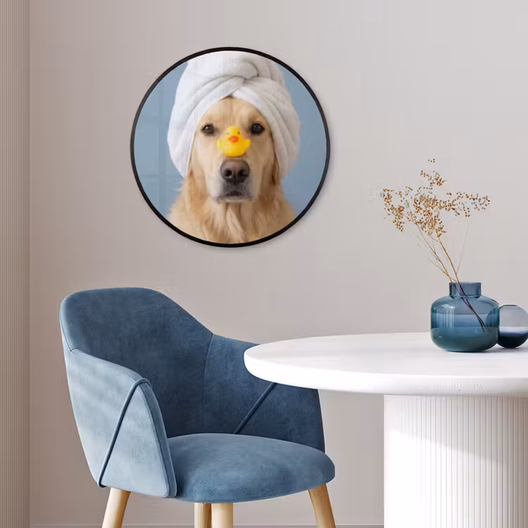 Hond - Badeend - Geel Fotolijst rond zonder passe partout klein -sfeer2