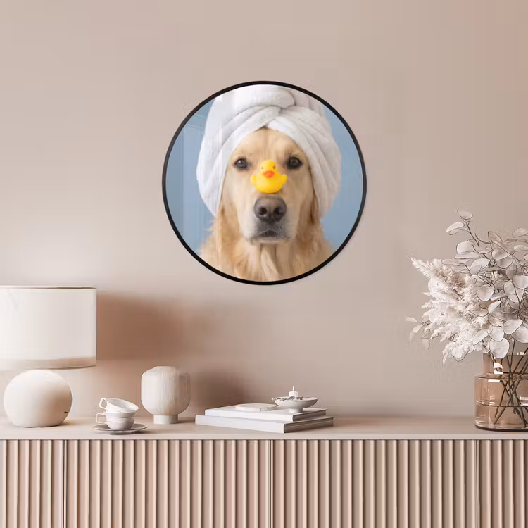 Hond - Badeend - Geel Fotolijst rond zonder passe partout klein -sfeer3