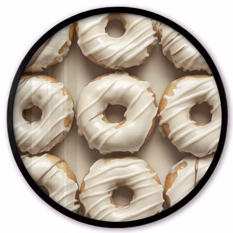 Donuts - Chocolade - Wit - Beige Fotolijst rond zonder passe partout klein -3d