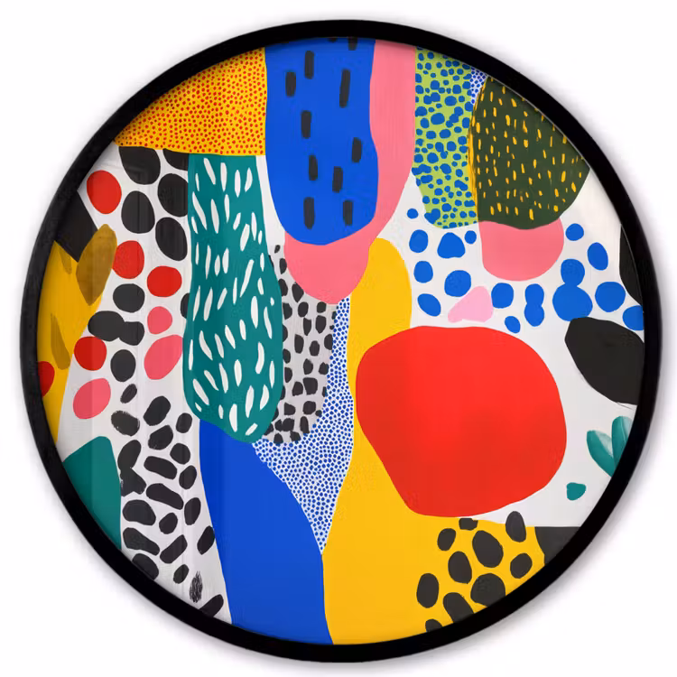 Stippen - Vormen - Modern - Kleuren Fotolijst rond zonder passe partout klein -3d