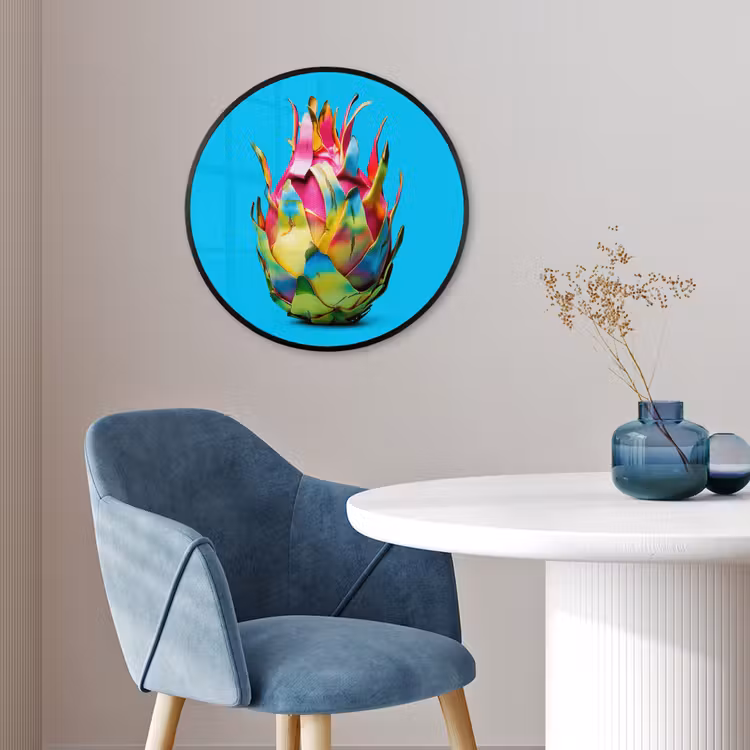 Drakenfruit - Blauw - Levendig Fotolijst rond zonder passe partout klein -sfeer2
