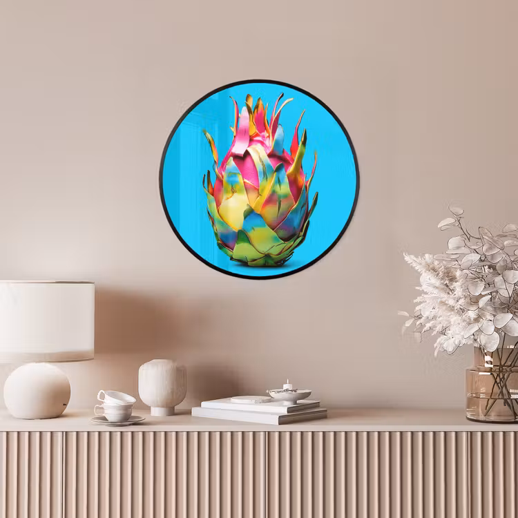 Drakenfruit - Blauw - Levendig Fotolijst rond zonder passe partout klein -sfeer3
