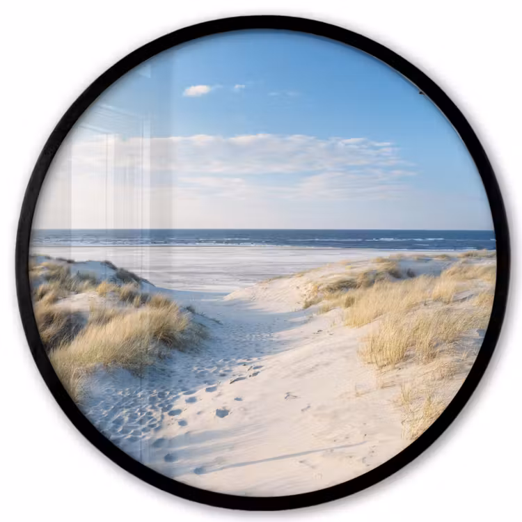 Duin - Meeuw - Strand - Zee - Zon Fotolijst rond zonder passe partout klein -3d