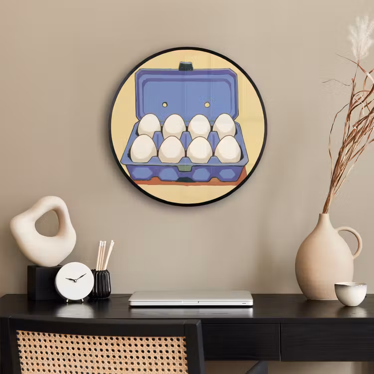 Eieren - Doos - Minimalistisch - Blauw Fotolijst rond zonder passe partout klein -sfeer1
