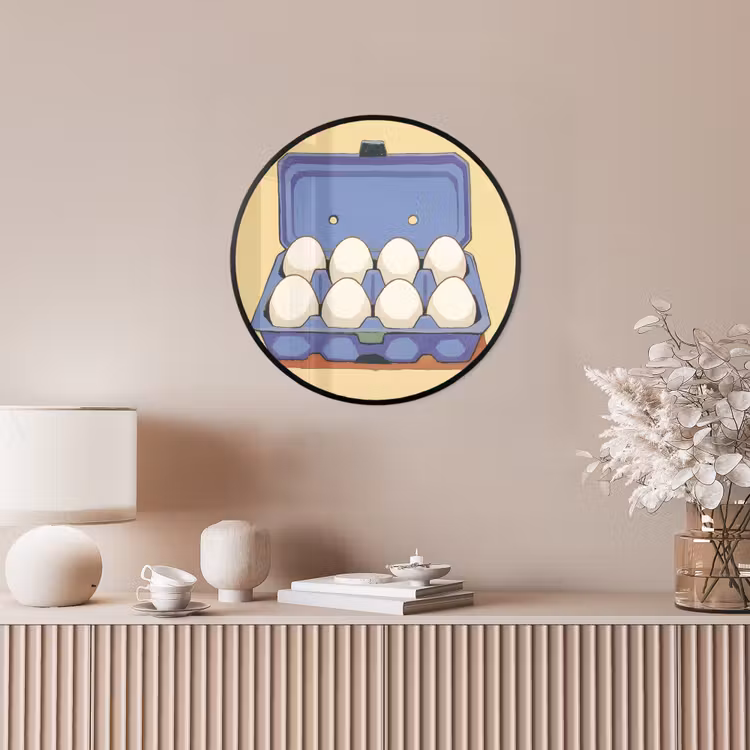 Eieren - Doos - Minimalistisch - Blauw Fotolijst rond zonder passe partout klein -sfeer3