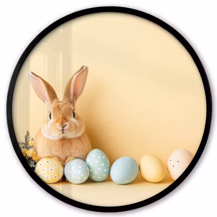 Eieren - Konijn - Pasteltinten Fotolijst rond zonder passe partout klein -3d