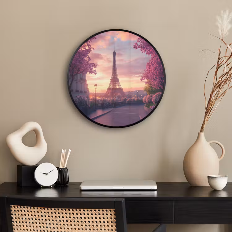 Eiffeltoren - Parijs - Roze Fotolijst rond zonder passe partout klein -sfeer1