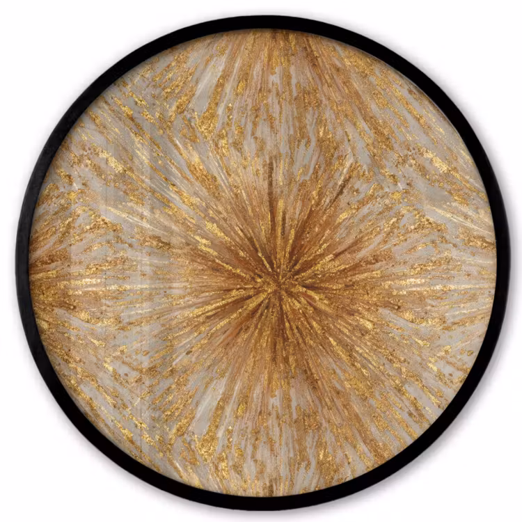 Explosie - Abstract - Goud - Wit Fotolijst rond zonder passe partout klein 856 -3d