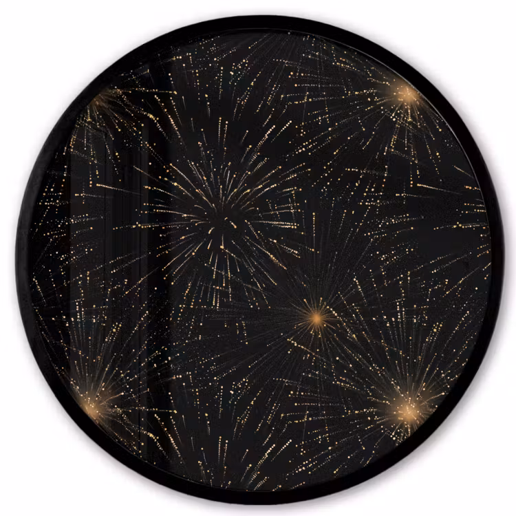 Vuurwerk - Patroon - Feestelijk - Goud - Zwart Fotolijst rond zonder passe partout klein 856 -3d