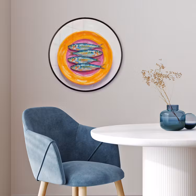 Vis - Vier - Eten - Modern - Kleurrijk Fotolijst rond zonder passe partout klein -sfeer2