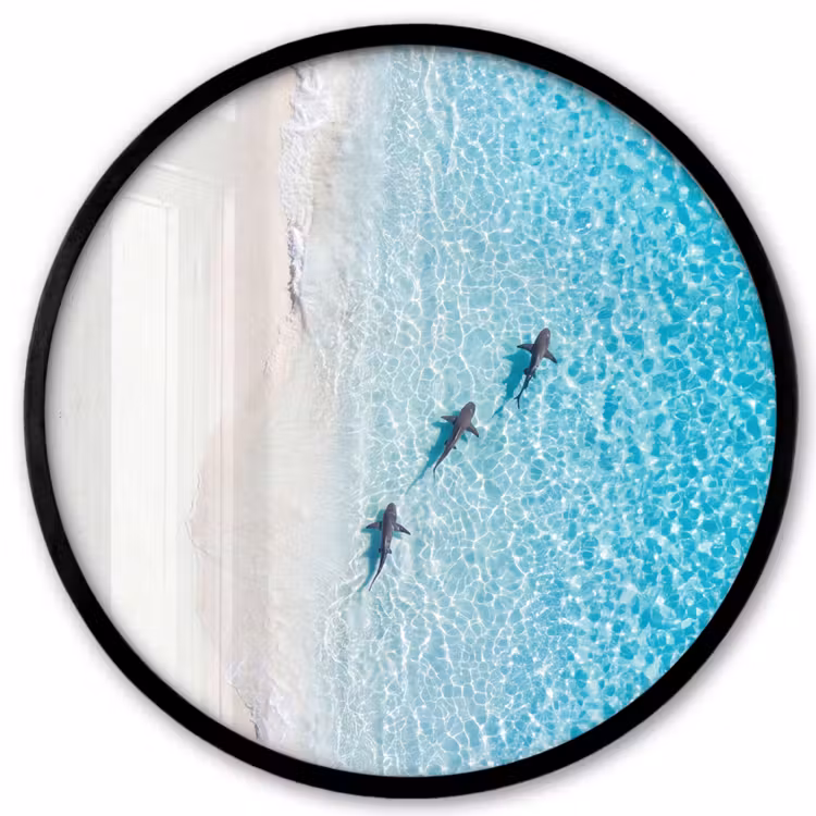 Vis - Oceaan - Strand - Turquoise - Natuur Fotolijst rond zonder passe partout klein -3d