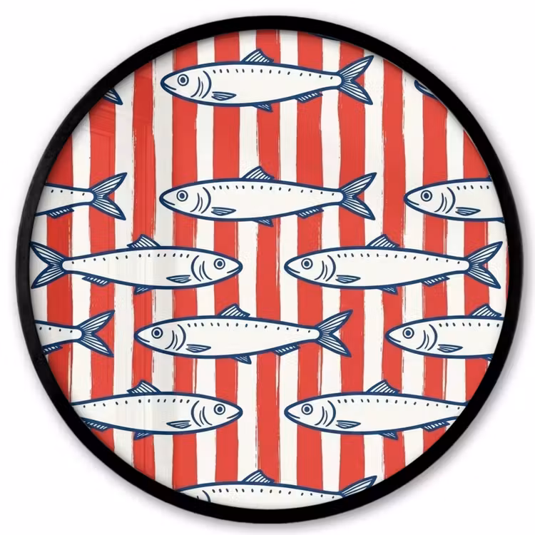 Vis - Patroon - Strepen - Illustratie - Rood Fotolijst rond zonder passe partout klein -3d