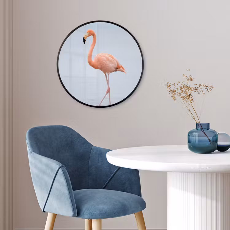 Flamingo - Zee - Roze Fotolijst rond zonder passe partout klein -sfeer2