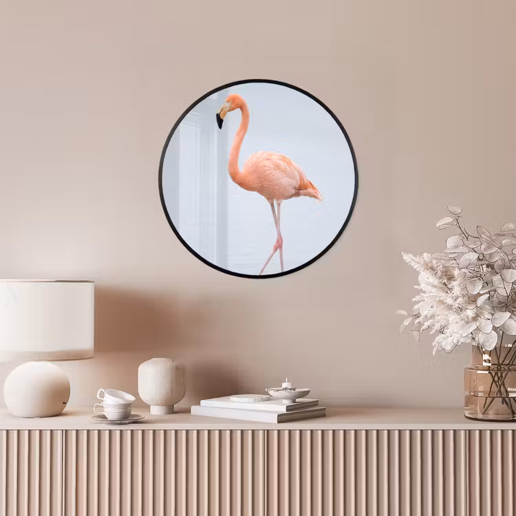 Flamingo - Zee - Roze Fotolijst rond zonder passe partout klein -sfeer3