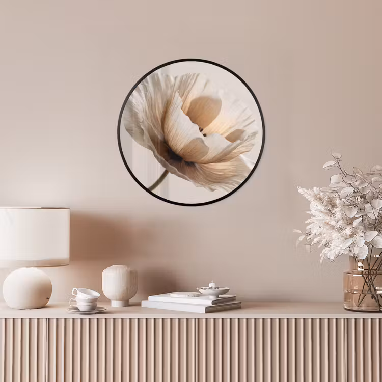 Bloem - Beige - Crème Fotolijst rond zonder passe partout klein -sfeer3