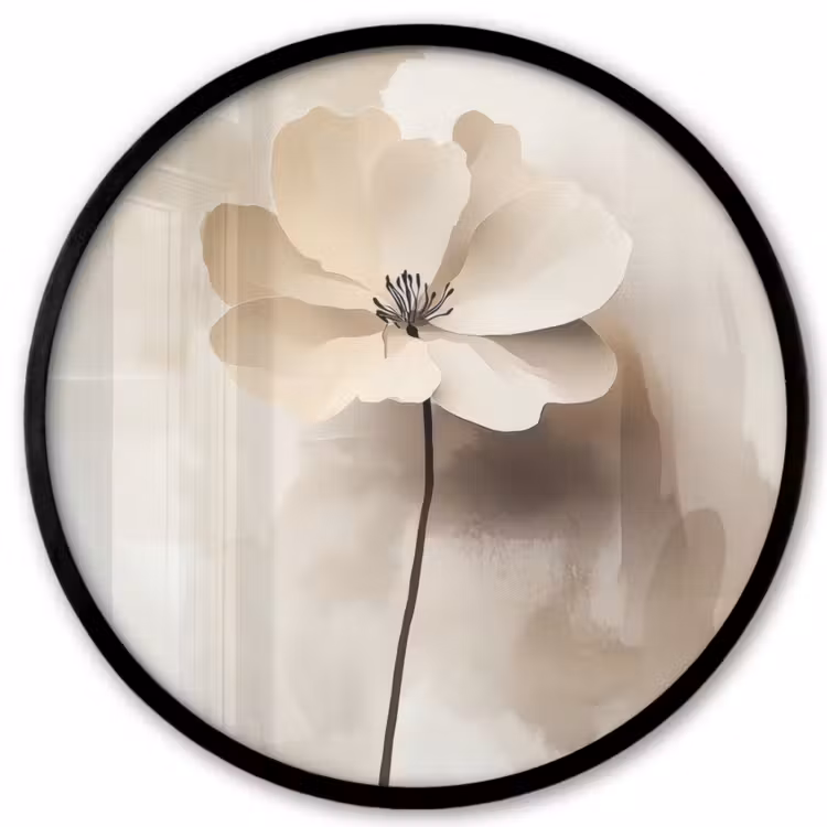 Bloem - Beige - Verf - Schaduw Fotolijst rond zonder passe partout klein -3d