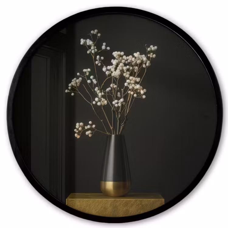 Bloembollen - Wit - Vaas - Minimalistisch Fotolijst rond zonder passe partout klein -3d