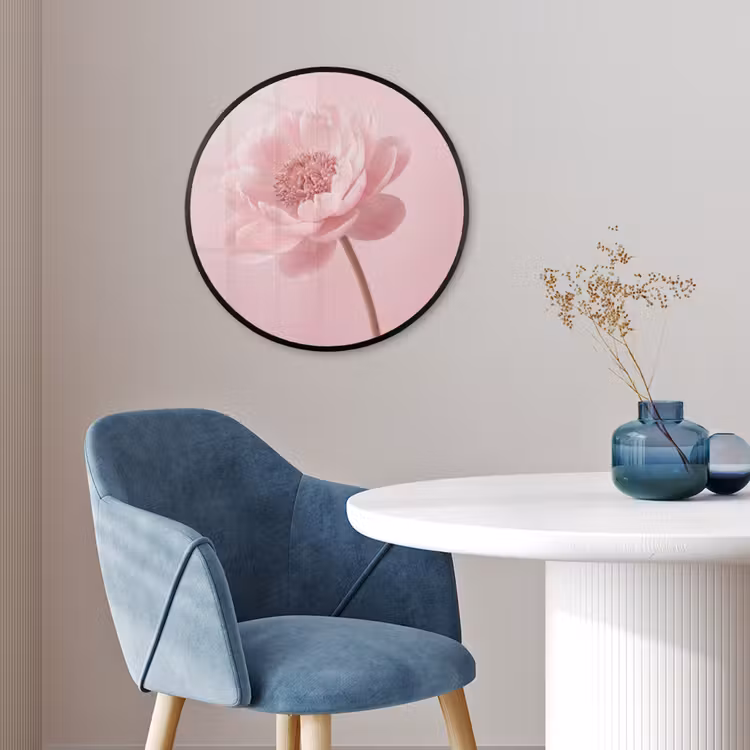 Bloem - Pioenroos - Roze Fotolijst rond zonder passe partout klein -sfeer2
