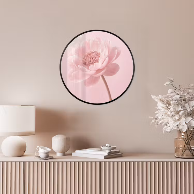 Bloem - Pioenroos - Roze Fotolijst rond zonder passe partout klein -sfeer3