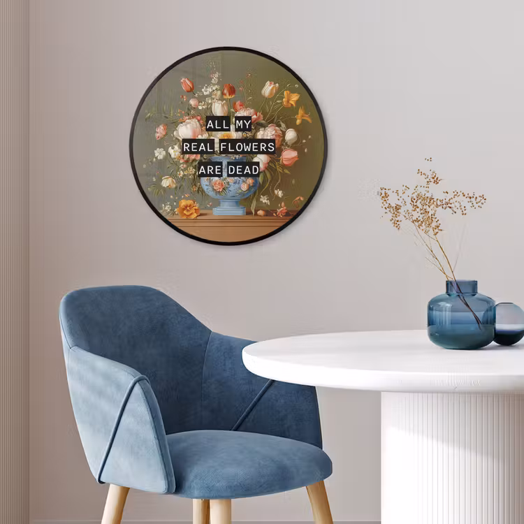 Bloem - Quote - Vintage - Art Fotolijst rond zonder passe partout klein -sfeer2