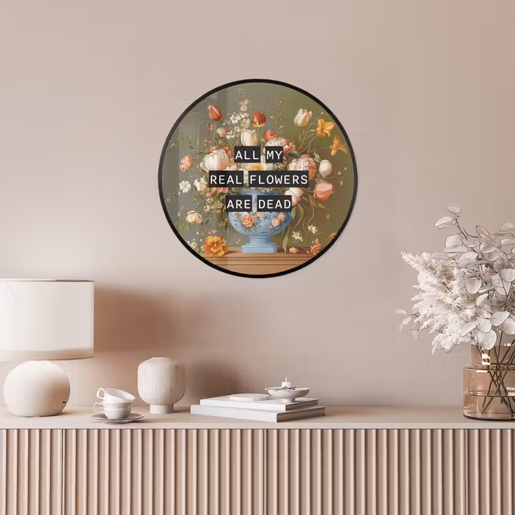 Bloem - Quote - Vintage - Art Fotolijst rond zonder passe partout klein -sfeer3
