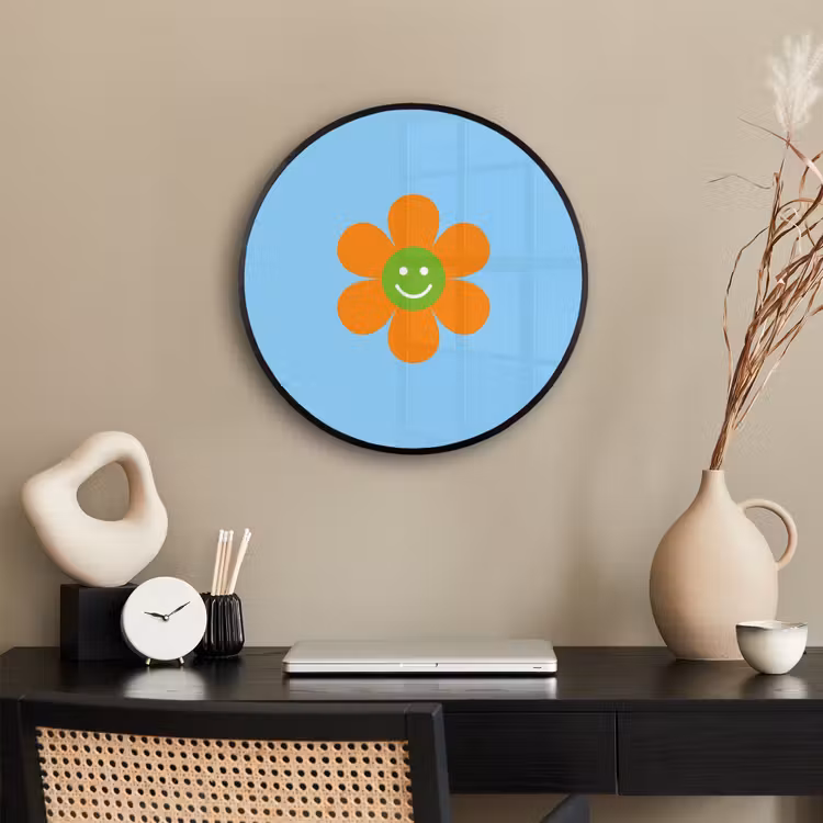 Bloem - Smiley - Kleurrijk Fotolijst rond zonder passe partout klein -sfeer1