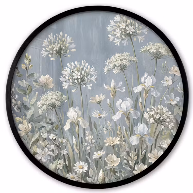 Bloemen - Botanisch - Blauw Fotolijst rond zonder passe partout klein -3d