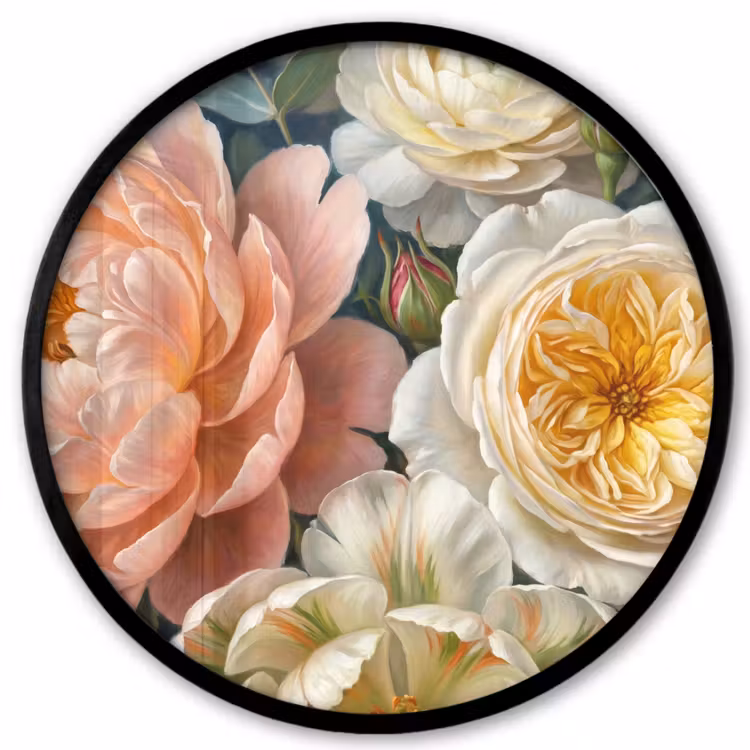 Bloemen - Boeket - Natuur - Klassiek - Kleurrijk Fotolijst rond zonder passe partout klein -3d