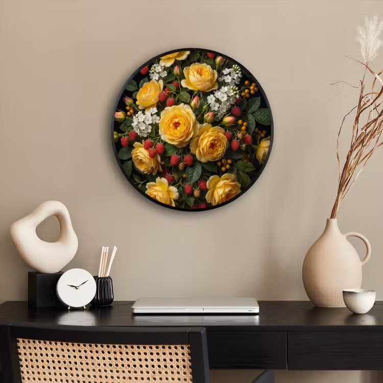 Bloemen - Boeket - Natuur - Klassiek - Geel Fotolijst rond zonder passe partout klein -sfeer1
