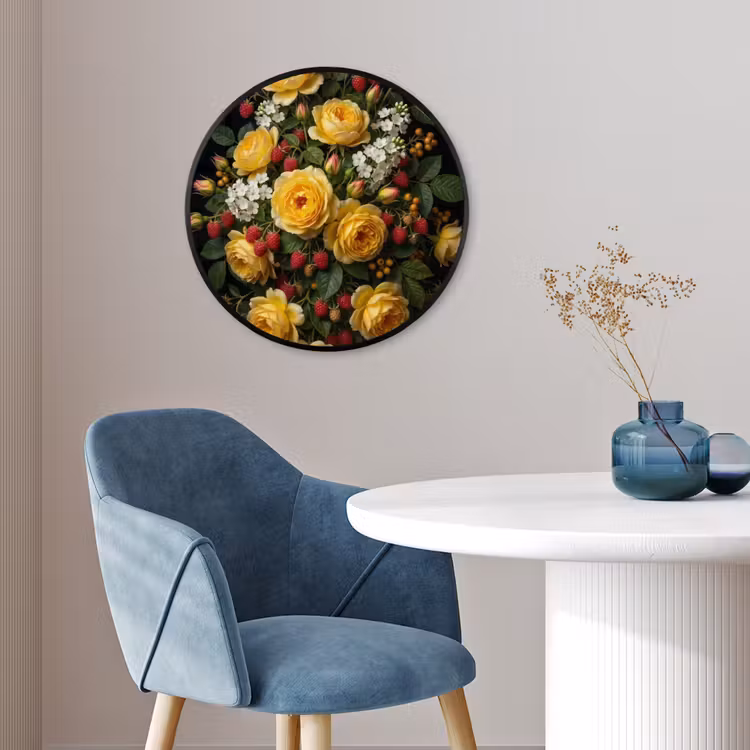 Bloemen - Boeket - Natuur - Klassiek - Geel Fotolijst rond zonder passe partout klein -sfeer2